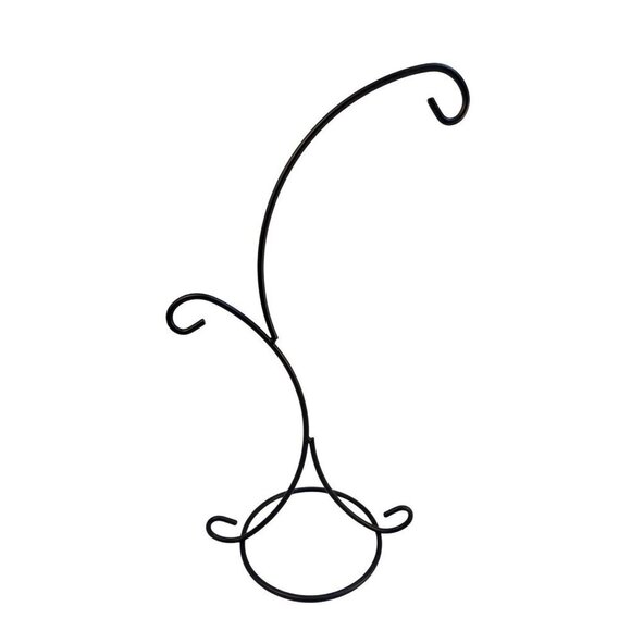 Rustic Black Metal Curved Double Hook Stand Ornament Glass Ball Holder - Picture 1 of 6